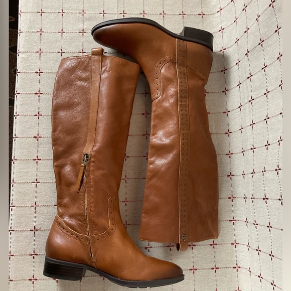 Sam Edelman Prina Studded Soft Brown Leather Knee High Riding Boots Sz 8.5 NWOB - Picture 9 of 10